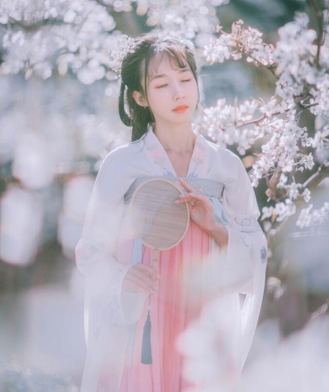 刺繡對(duì)襟齊胸襦裙，清新淡雅漢服