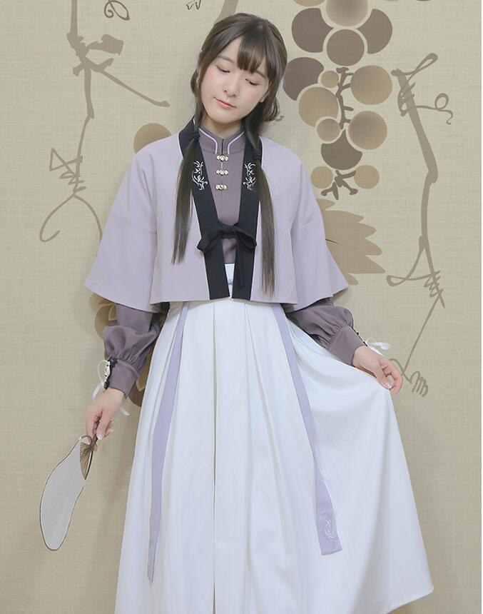 改良版清新唯美漢服，繡花褙子漢服圖片