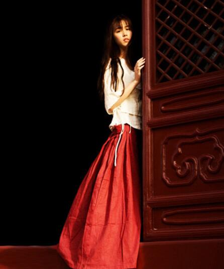 民族風(fēng)漢元素古風(fēng)漢服，棉麻女裝漢服美女圖片