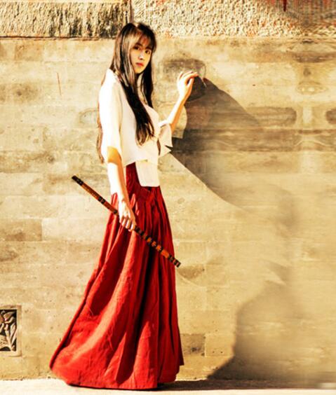 民族風(fēng)漢元素古風(fēng)漢服，棉麻女裝漢服美女圖片