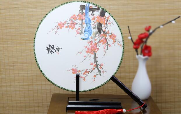 雙面印花團(tuán)扇，古典宮廷漢服扇子