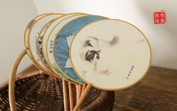 古典漢風(fēng)宮廷團(tuán)扇，清新文藝復(fù)古圓扇子