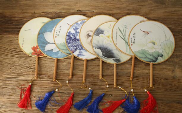 古典漢風(fēng)宮廷團(tuán)扇，清新文藝復(fù)古圓扇子