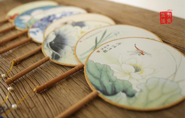 古典漢風(fēng)宮廷團(tuán)扇，清新文藝復(fù)古圓扇子