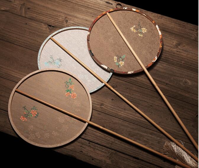 家佳樂文學(xué)手工古典團扇，漢服宮扇長柄手繪扇子