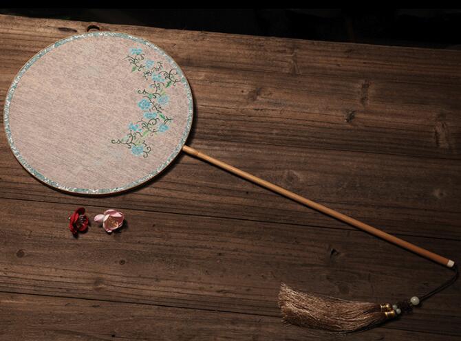 家佳樂文學(xué)手工古典團扇，漢服宮扇長柄手繪扇子