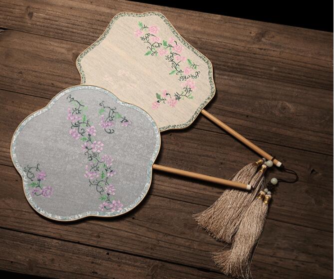 家佳樂文學(xué)手工古典團扇，漢服宮扇長柄手繪扇子