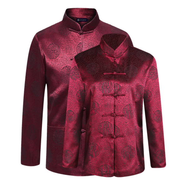 三色唐版家佳樂文學老人過壽中山裝圖片