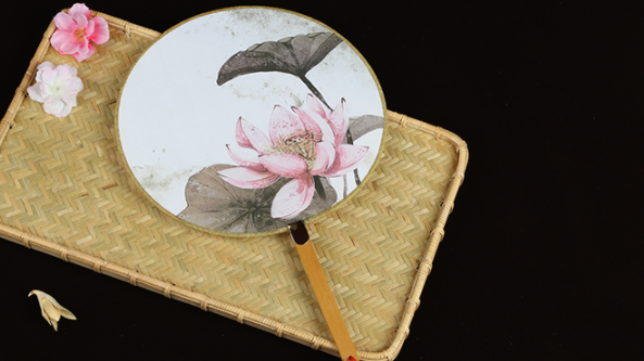 六款圖案女式團扇，古風工藝漢服古典扇子圖片