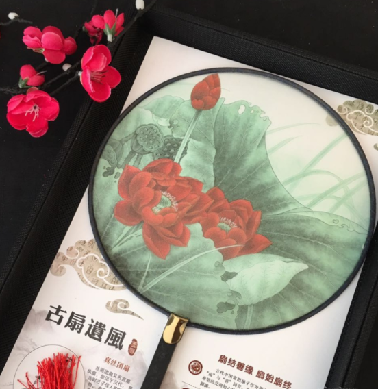 家佳樂文學(xué)復(fù)古仿竹團(tuán)扇，真絲半透明雙面團(tuán)扇圖片