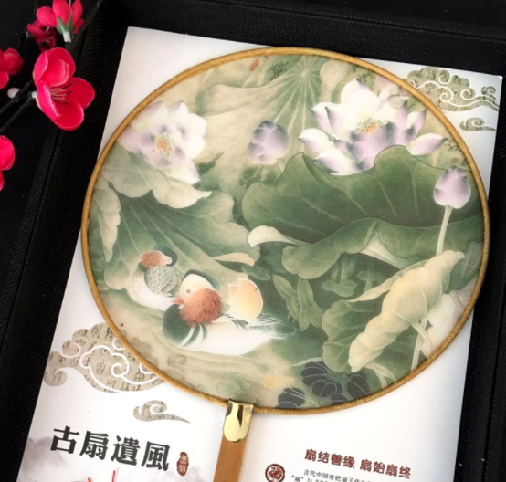 家佳樂文學(xué)復(fù)古仿竹團(tuán)扇，真絲半透明雙面團(tuán)扇圖片