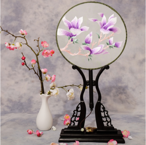 四款雙面繡花家佳樂文學(xué)團(tuán)扇，古風(fēng)宮扇古典扇子圖