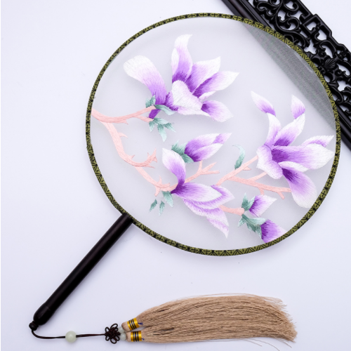 四款雙面繡花家佳樂文學(xué)團(tuán)扇，古風(fēng)宮扇古典扇子圖