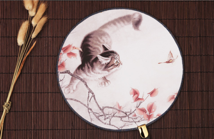 家佳樂文學(xué)宮扇女式團扇，古風(fēng)工藝漢服古典扇子圖