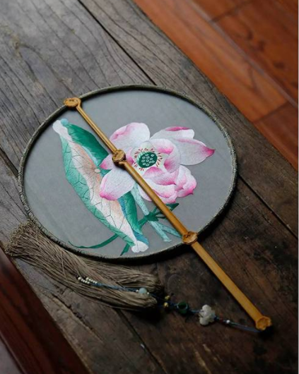 家佳樂文學(xué)古典復(fù)古團扇，繡花宮扇刺繡團扇