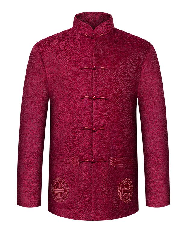 中老年人款仿唐中山裝，家佳樂文學(xué)復(fù)古刺繡中山裝