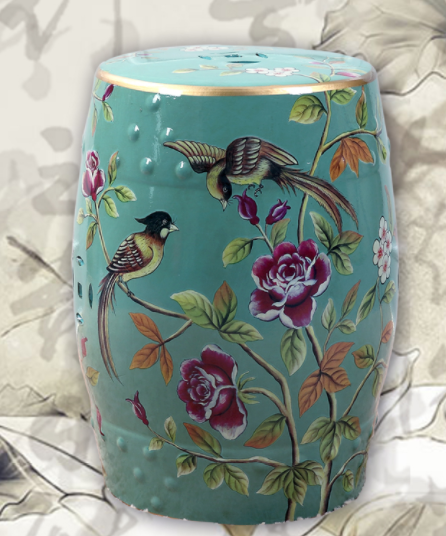 家佳樂文學陶瓷凳子，復古仿鼓手繪花鳥凳子