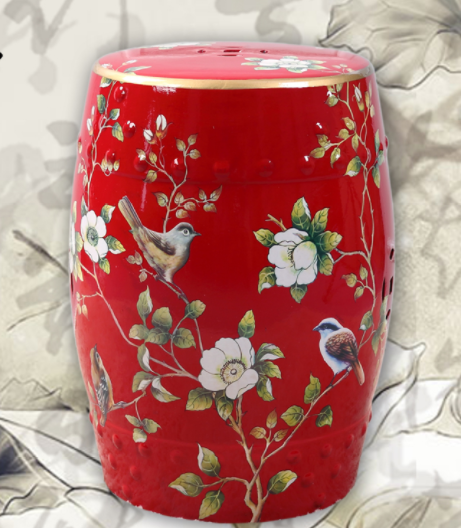 家佳樂文學陶瓷凳子，復古仿鼓手繪花鳥凳子