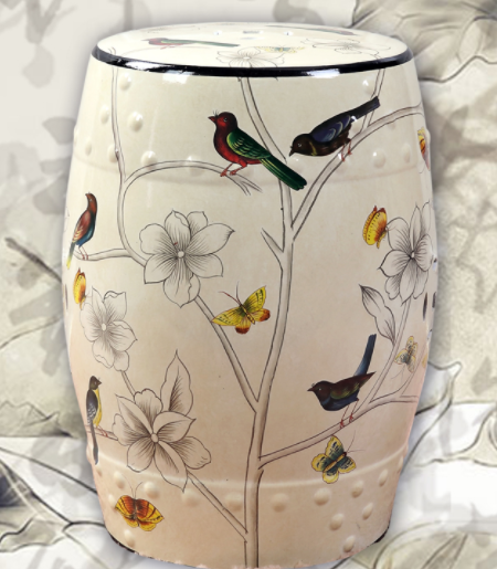 家佳樂文學陶瓷凳子，復古仿鼓手繪花鳥凳子