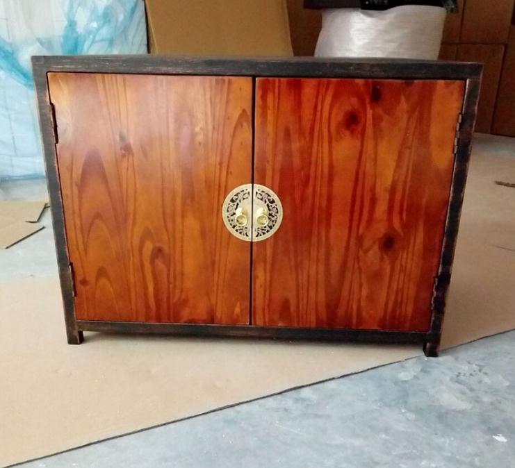 復古鐵藝實木床頭柜儲物柜子