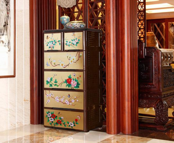 家佳樂(lè)文學(xué)復(fù)古儲(chǔ)物柜，多層組合整理柜五斗柜