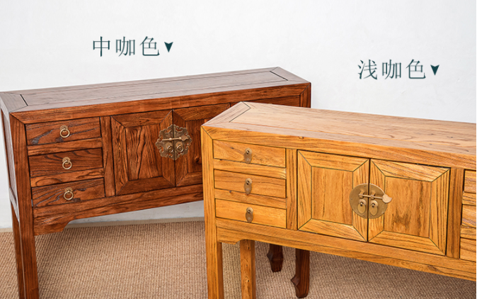 新中式老榆木簡約玄關柜子