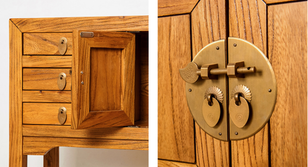 新中式老榆木簡約玄關柜子