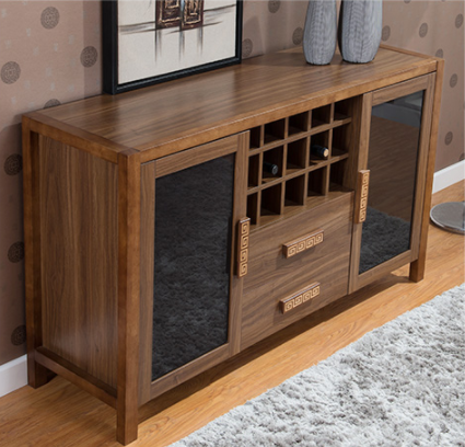 中式實(shí)木儲物柜子，現(xiàn)代簡約回紋圖案柜子