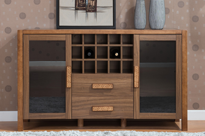 中式實(shí)木儲物柜子，現(xiàn)代簡約回紋圖案柜子