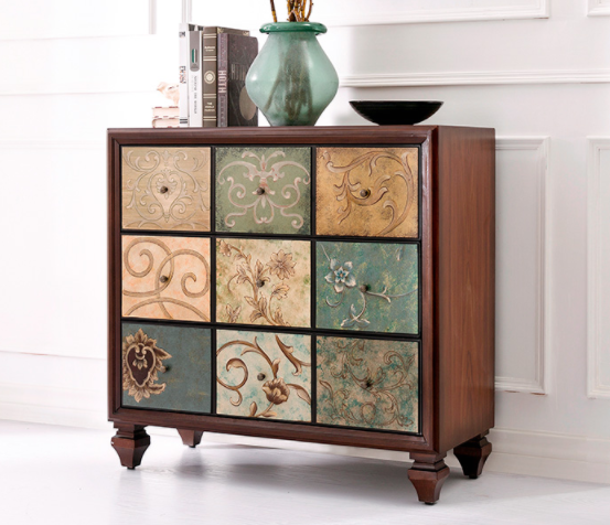 三斗柜客廳實木儲物收納復古抽屜玄關(guān)柜子