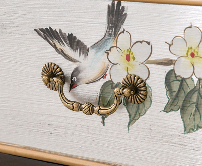 清新國畫收納進(jìn)門柜子，實(shí)木玄關(guān)裝飾門廳柜子