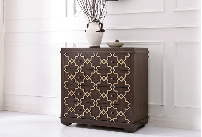 新古典實(shí)木四斗柜子，擦色工藝收納柜子