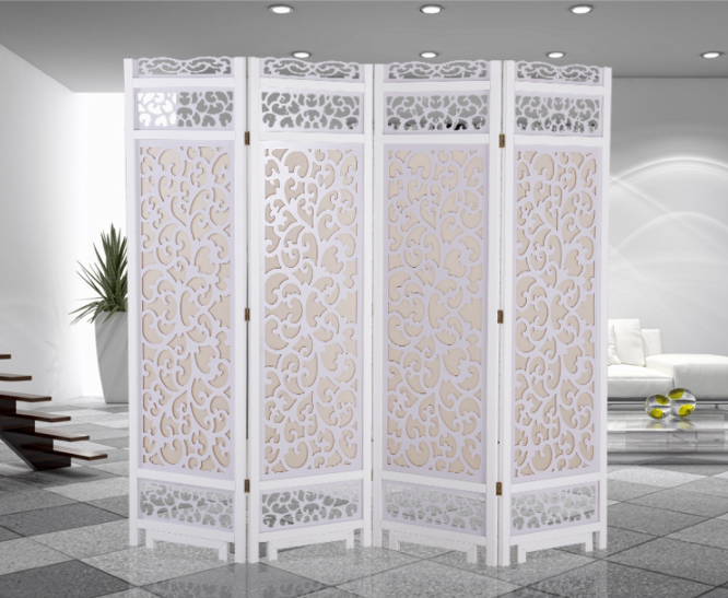 兩色中式仿古隔斷屏風，實木鏤空雙面屏風