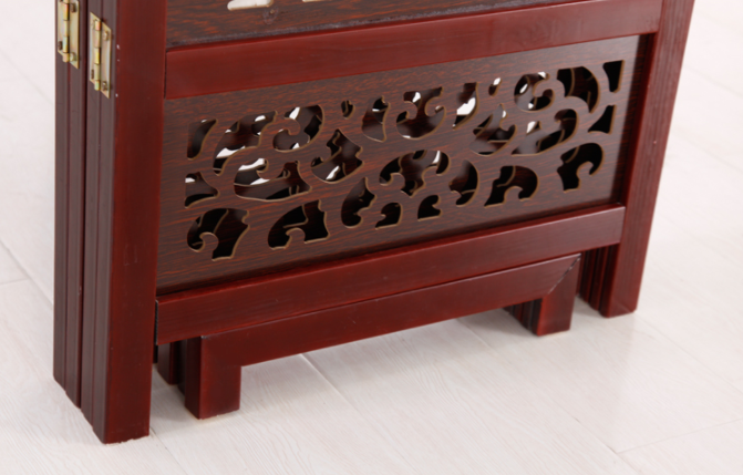 兩色中式仿古隔斷屏風，實木鏤空雙面屏風