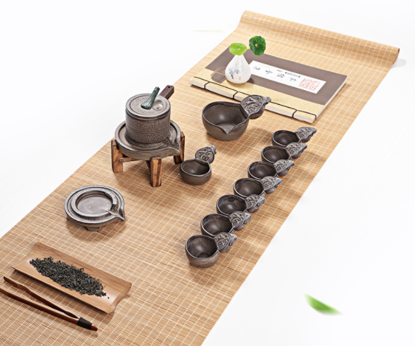 創(chuàng)新浮雕福字茶具，復(fù)古石磨茶具