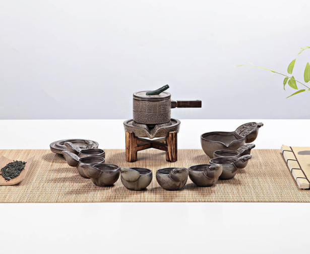 創(chuàng)新浮雕福字茶具，復(fù)古石磨茶具