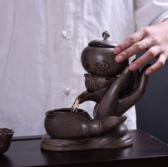 原創(chuàng)陶瓷泡茶自動茶具，佛手蓮花功夫茶具