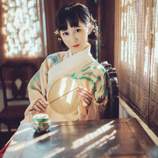 交領(lǐng)襖裙?jié)h服，改良琵琶袖馬面裙