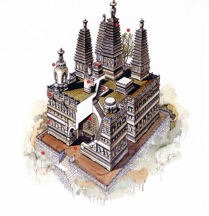 穿墻透壁，手繪中國古代經(jīng)典古建筑