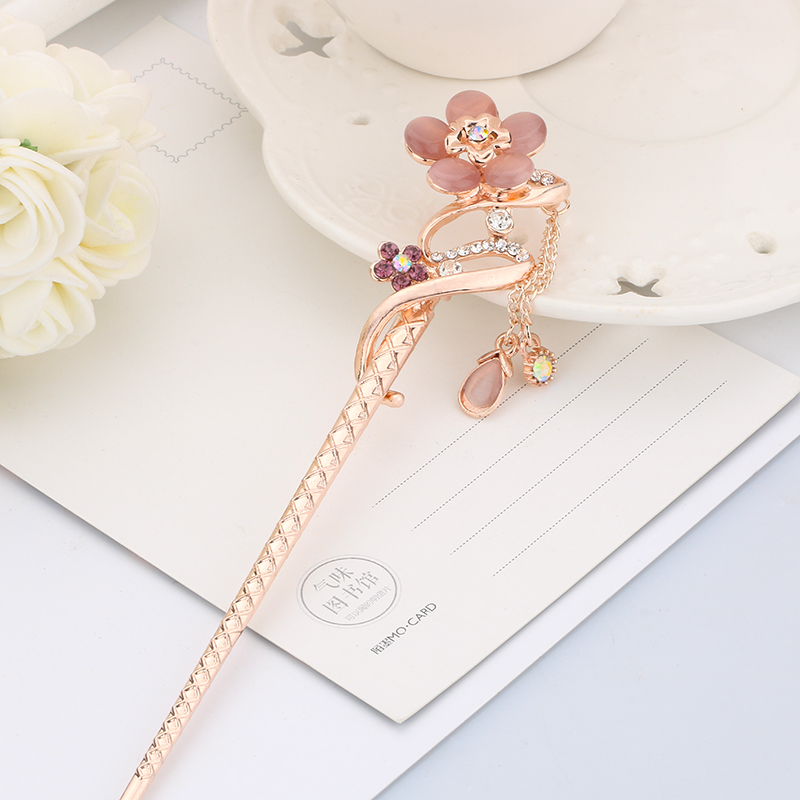 古風(fēng)發(fā)簪頭飾，鑲鉆水晶流蘇步搖