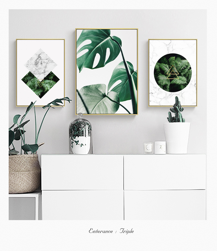 清新植物裝飾畫，簡(jiǎn)約大氣客廳裝飾畫