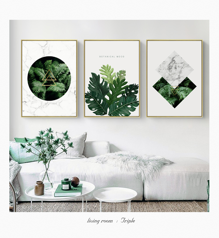 清新植物裝飾畫，簡(jiǎn)約大氣客廳裝飾畫