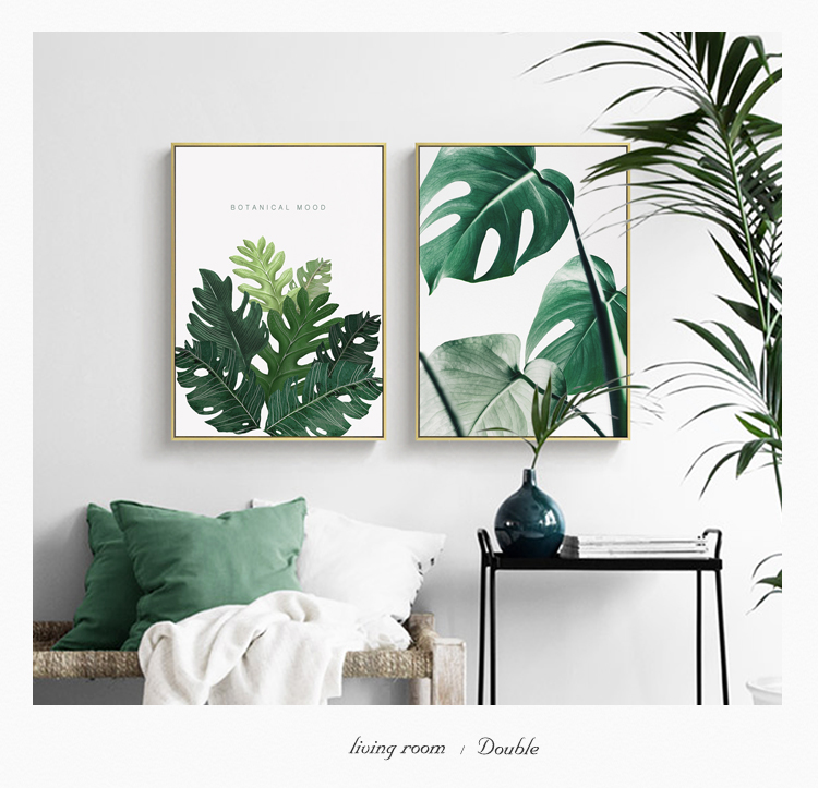 清新植物裝飾畫，簡(jiǎn)約大氣客廳裝飾畫
