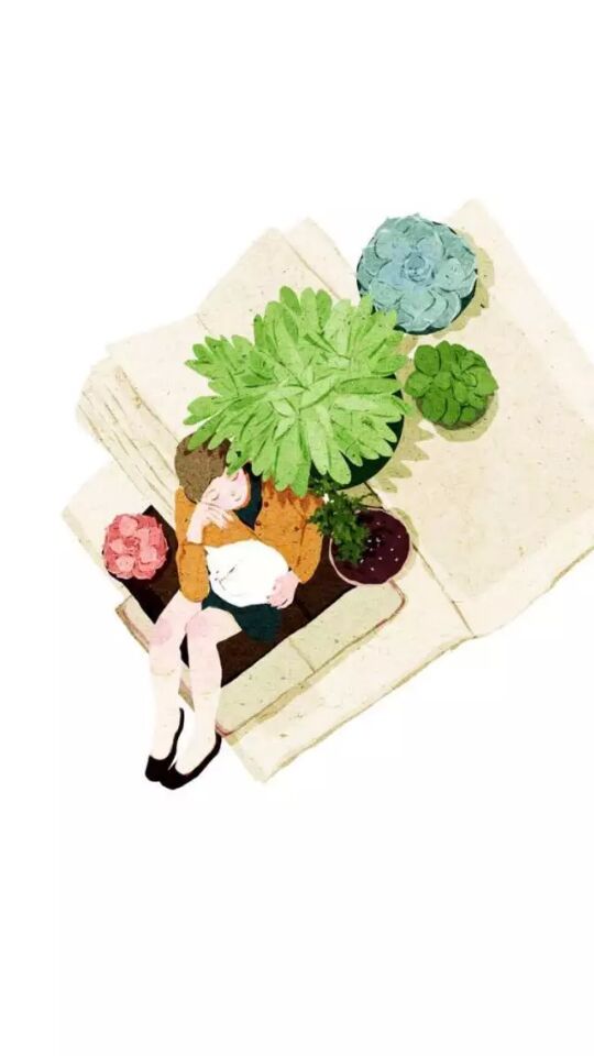 唯美小清新可愛(ài)人物插畫壁紙