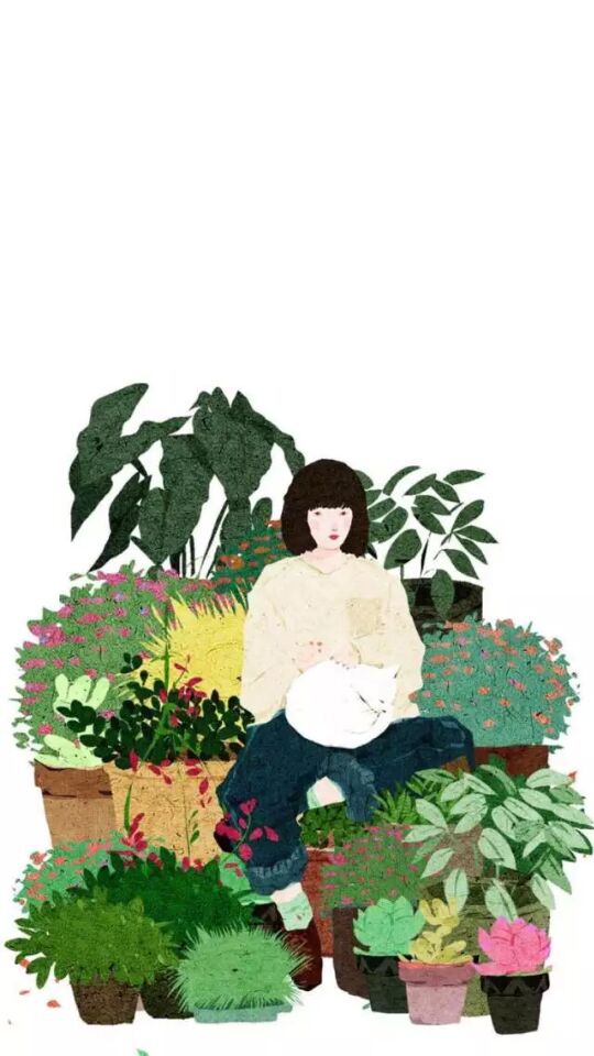 唯美小清新可愛(ài)人物插畫壁紙