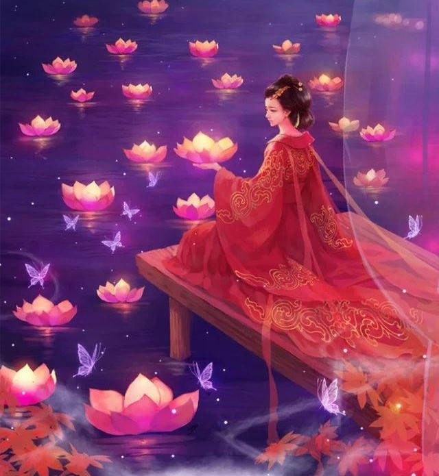 唯美古風圖片：一身紅衣，披裝待嫁