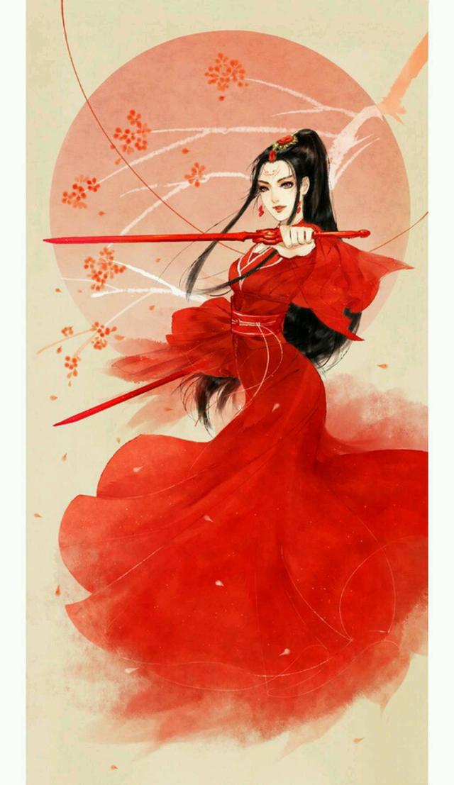 唯美古風圖片：一身紅衣，披裝待嫁