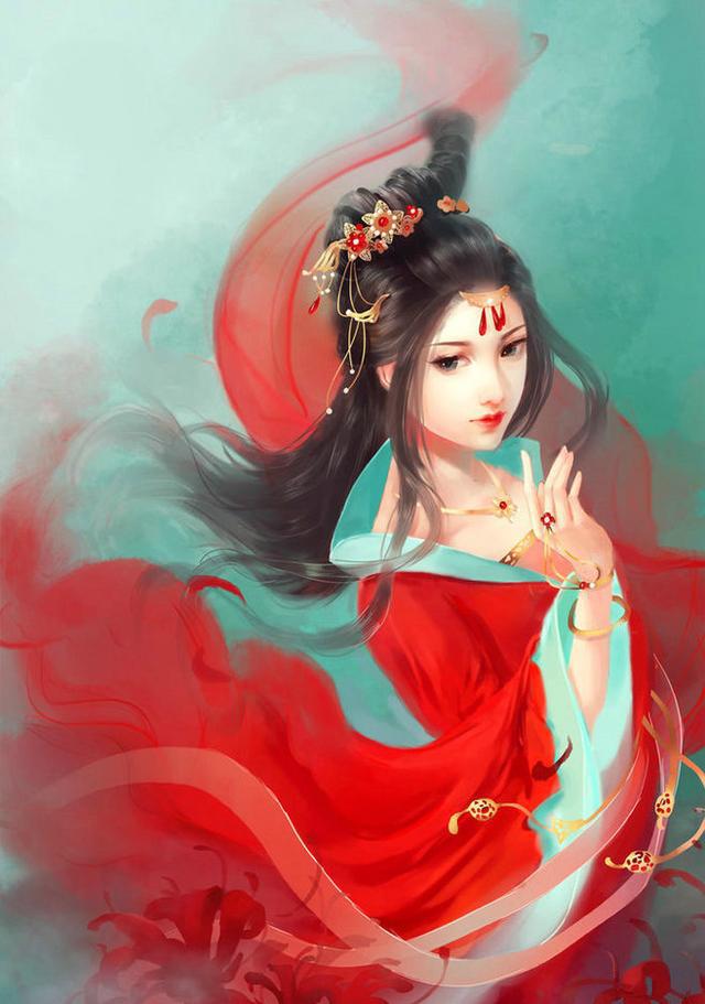 唯美古風圖片：一身紅衣，披裝待嫁