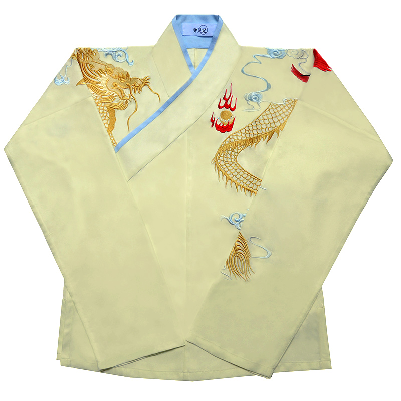 古風(fēng)俠女漢服，龍紋羿射中國(guó)紅漢服