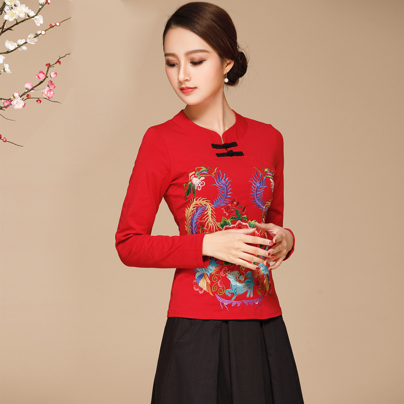 家佳樂文學(xué)云南民族風(fēng)服裝，紅色刺繡上衣民族服裝